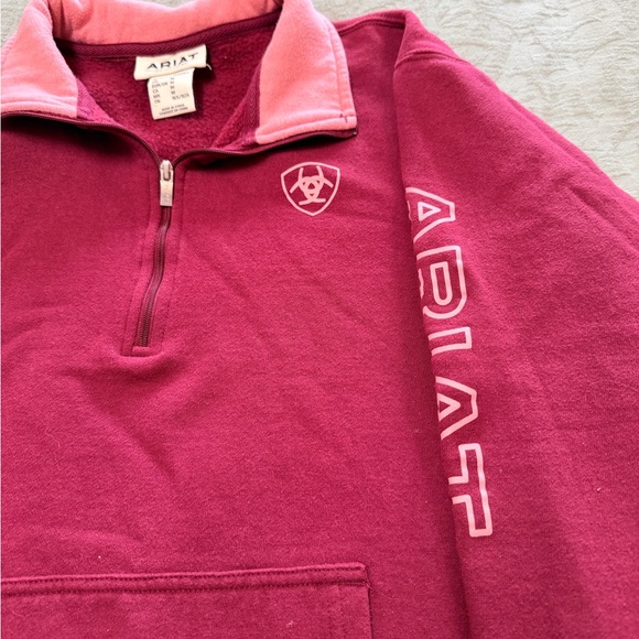 Ariat Sweaters - Ariat Women's Raspberry and Pink Half-Zip Fleece Pullover